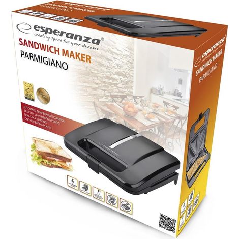 Esperanza sandwichmaker 1000 w parmigiano schwarz (1/4)