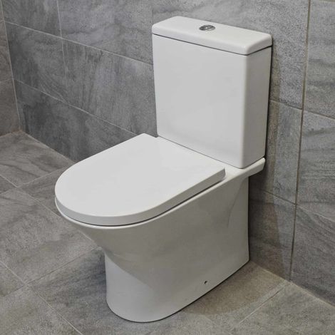 Molly Rimless Toilet Back To Wall Close Coupled Short Projection Soft Close Seat (1/4)