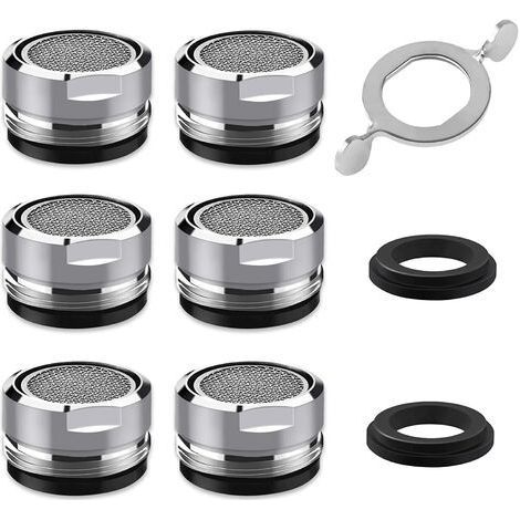 Mousseur Robinet M24, 18 Pièces Aerateur Robinet Economie Eau Avec Filtre en Acier Inoxydable et ABS, comprendre 8 joints et 1 clé à Mousseur chromée pour Robinet Lavabo de Salle de Bain et Cuisine S' (1/5)