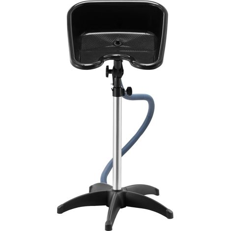Bac à shampoing sur pied - 1 unité - PP et acier inoxydable - Hauteur et angle réglables - Salon de coiffure et domicile - Blanc (1/5)