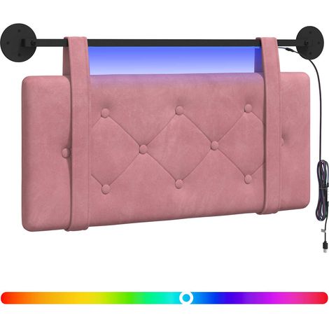 Testiera sospesa Con luce LED Rosa Velluto vidaXL
