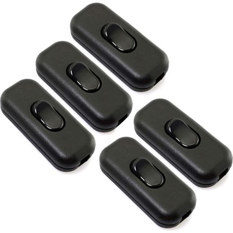 5 Pièces Interrupteur à cordon en ligne, interrupteur d'appareil AC 250V 6A, interrupteur à bascule de commande DPST marche-arrêt pour lampe de Table de chambre à coucher, lampe de bureau