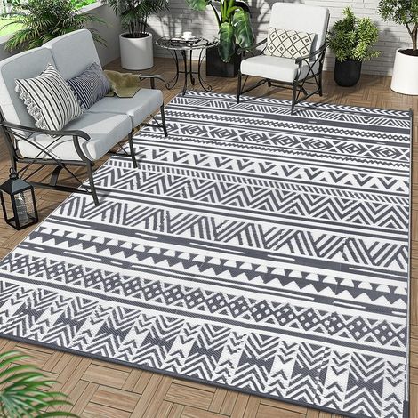 Tapis de Terrasse d'extérieur Imperméable Grand 180 x 270 cm, Exterieur Tissage Résistant aux UV, Tapis de Jardin Pliable Réversible Tapis de Exterieur pour Patio, Porche,Balcon (1/5)