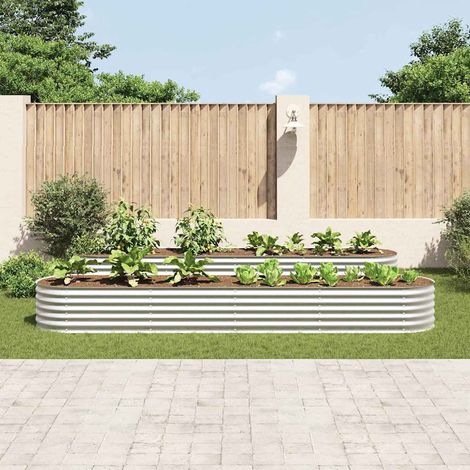 Garten-Hochbeet 400 x 80 x 44 cm Verzinkter Stahl Silbern