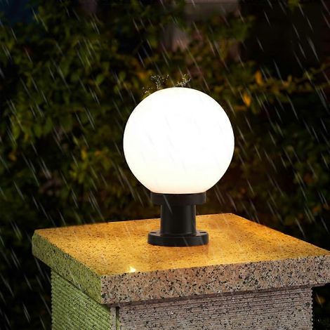 Lanterne extérieure sur poteau, globe lumineux rond de 20 cm, étanche, pour éclairage public extérieur. (1/5)