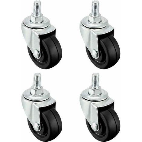 LAN RouletteLot de 4 roues en caoutchouc de 40 mm avec tige filetée M8 (1/5)
