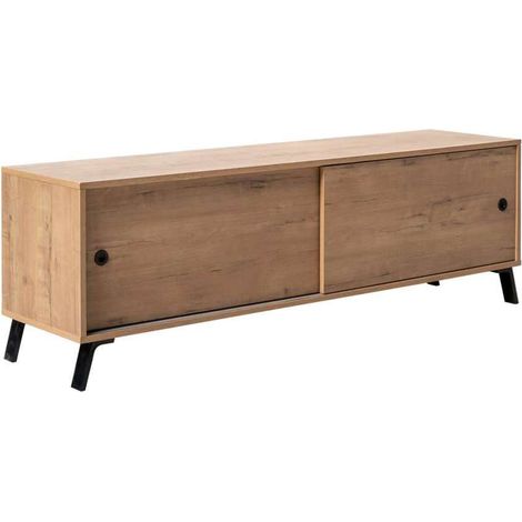 Mueble de televisión Kamet dos puertas correderas acabado roble gold, 52cm(alto) 160cm(ancho) 40cm(largo) (1/5)