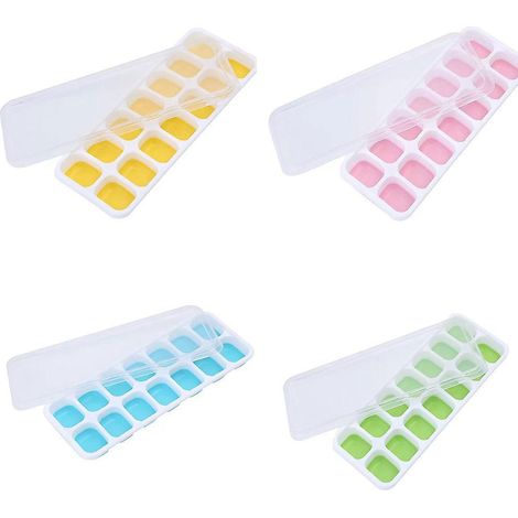 Eiswürfelform-Set, 4 Silikon-Eiswürfelformen mit Deckeln, platzsparend und stapelbar (1/5)