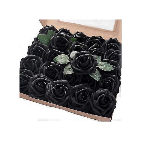 Künstliche Blumen, 25 Stück, realistische elfenbeinfarbene Schaumstoffrosen mit Stielen für DIY-Brautsträuße, weiße Tischdekorationen für Brautpartys und andere festliche Anlässe.