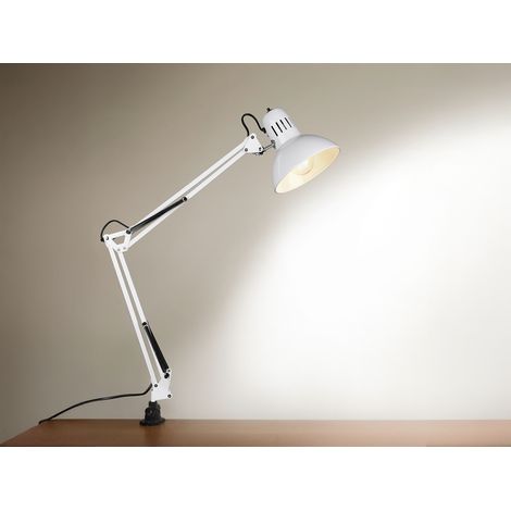 Retro Schreibtischlampe TAJO zum Klemmen, Weiß, max. Höhe 73,5cm