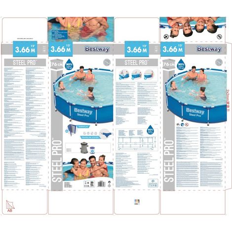 Bestway Piscine hors sol - Ronde - Steel Pro - Bleu clair - 366 x 76 cm
