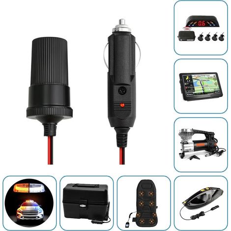 Cordon de rallonge en cuivre pur 6Ft, 12V 16AWG, fiche DC 12V avec fusible pour compresseur de pneu, aspirateur auto, prise mâle-femelle (1/5)