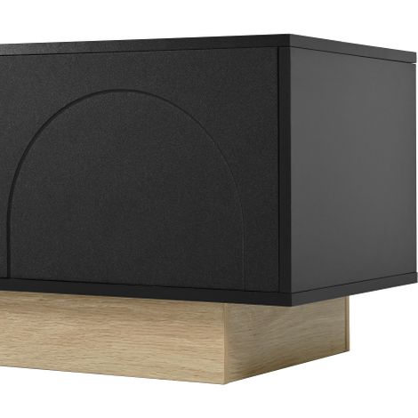 Meuble TV moderne noir effet bois 175 cm Grand espace de rangement et gestion des câbles (1/5)