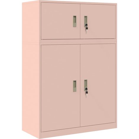 Maison Exclusive - Armadio 2 pz Rosa 90 x 40 x 130 cm Acciaio Bloccabile (1/5)
