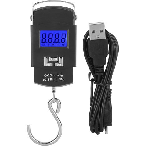 Tragbare elektronische Waage, wiederaufladbare USB-Angelwaage, 55 kg tragbare elektronische Waage für Angelgepäck (1/5)