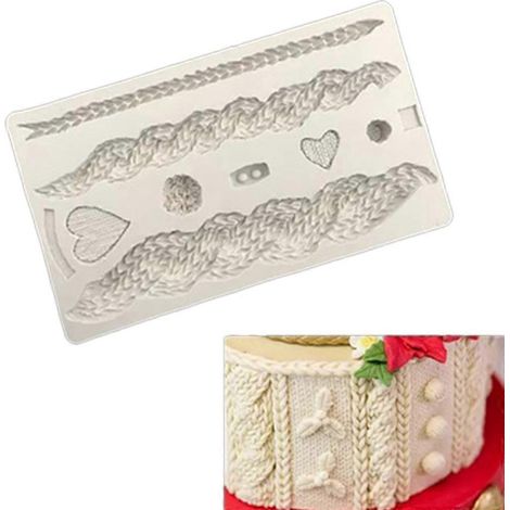 Kuchenform mit Strickstruktur, Silikonform für Zuckerdekoration, Backformen
