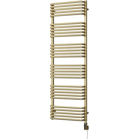 Crossmoor Brushed Brass Electric Towel Rail 1533mm x 500mm – 800w Thermostatic WiFi Heated Bathroom Rail (1/2)
