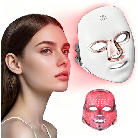 LED Lichttherapie Gesichtsmaske, 7 Lichtmodi 90 LED Perlen, Hautpflege Anti-Aging Zuhause (1/5)