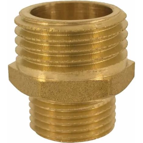 Double Mamelon Réduit en Laiton, 1 1/2" AG x 3/4" AG, Raccord Fileté Plomberie Chauffage (1/3)