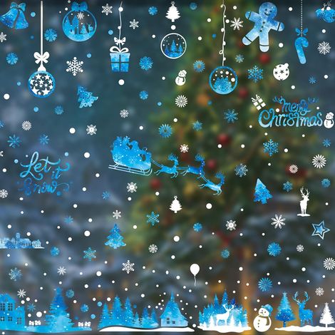 8 Feuilles Stickers Noel Fenetre, Electrostatique Autocollant Noel Fenetre, Stickers Fenetre Noel Reutilisable, Flocon de Neige Deco Fenetre Noel, Sticker Noel pour Decoration Noel Fenetre (1/5)
