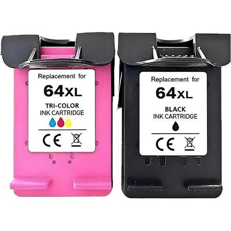 Cartouche d'encre haute capacité 64XL compatible avec les imprimantes HP Envy Inspire 7955e, 7958e, 7855, 7155, 6255, 7164, 7830, 7858, 7800, 6232 et 7120 Tango. (1/5)