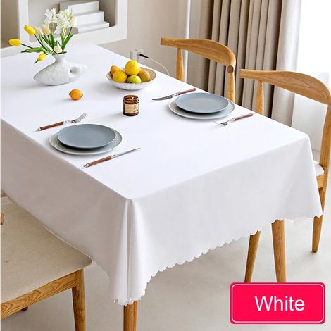 Nappe imperméable, en coton et lin nordiques, nappe japonaise, nappe unie pour table à manger/table basse, blanche (Whitemax White) (1/5)