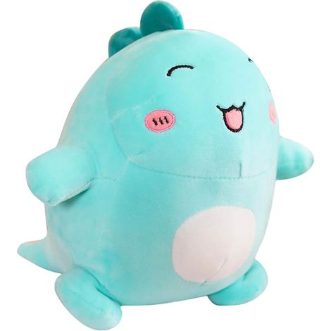Coussin rond en peluche dinosaure mignon de 30 cm, doux et moelleux, style kawaii, motif dessin animé (bleu) (1/3)