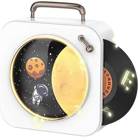 Tourne-disque Bluetooth Vintage Blanc avec Lecteur CD Stéréo Compact pour Maison (1/5)