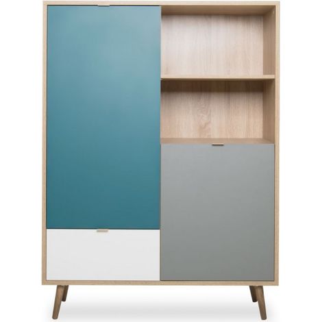 De buffet haute 139 cm multicolore avec deux portes et un tiroir - Fondi (1/5)