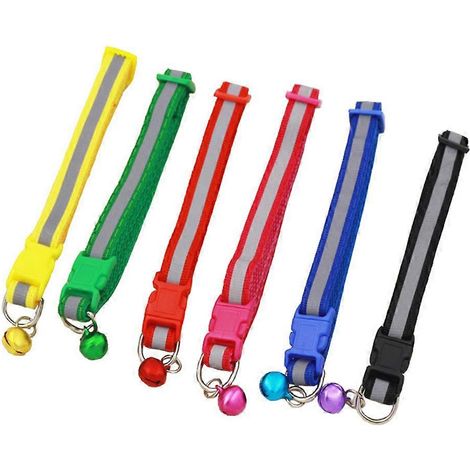 Collar reflectante ajustable para gatos con cascabel (paquete de 6 colores) (1/5)