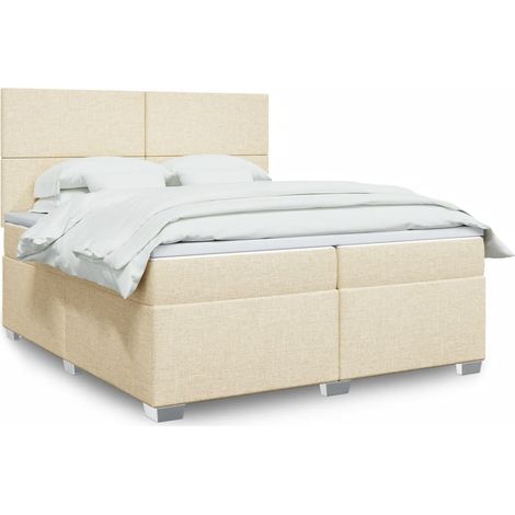 Boxspringbett mit Matratze Creme 200x200 cm Stoff