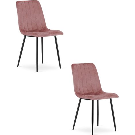Sedia Lava - velluto rosa / gambe nere x 2 (1/5)
