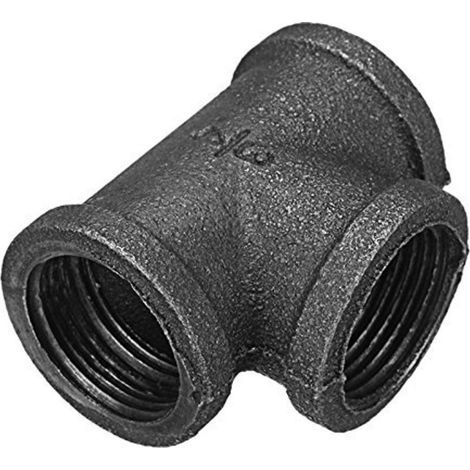 3/4''Té Égal 3 Tuyaux En Fonte Malléable Tuyaux Noirs Raccords Connecteur De Tube Femelle - 3/4 Pouces,DN20(2 pcs) (1/5)