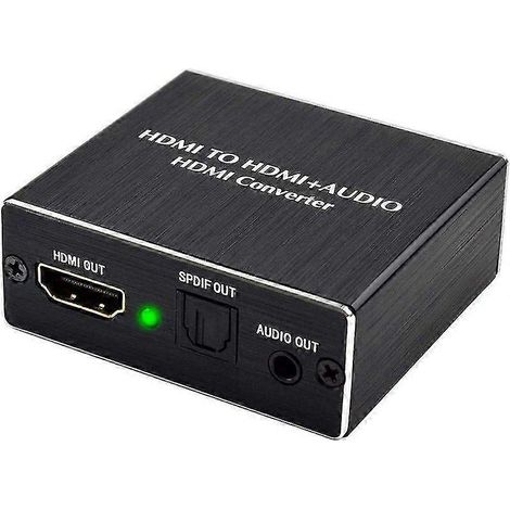 Convertisseur d'extraction audio HDMI 4K, convertisseur HDMI vers SPDIF Prend en charge HDMI et SPDIF optique, avec une prise jack stéréo 3,5 mm, prend en charge la 3D et la résolution 1080p. (1/5)