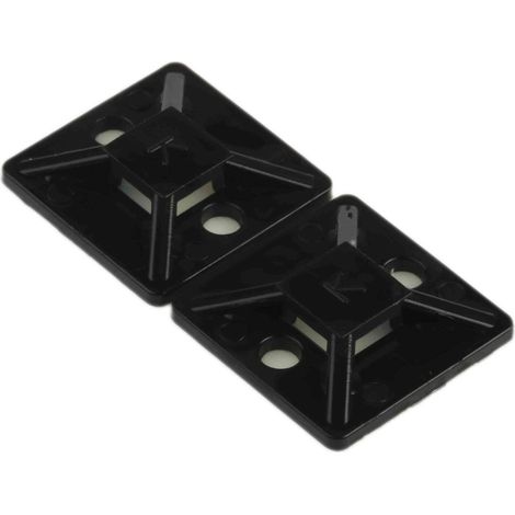 Lot de 50 socles de fixation adhésifs en nylon 66 Noir 19,5 mm x 19,5 mm Pour serre-câbles de 3,2 mm → 4,6 mm (1/3)