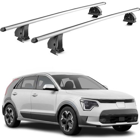 OMAC Barres de toit transversales en aluminium pour Kia Niro II 2022-2026 – TÜV / DIN 75302:2019 – Antivol inclus – Charge max 75 kg – 2 barres – Gris (1/5)