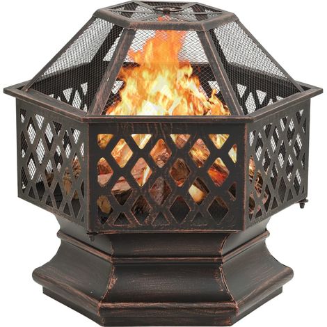 Foyer rustique avec tisonnier 62x54x56 cm XXL acier