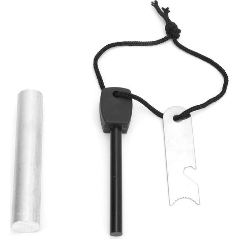 Briquet 2-en-1 en acier inoxydable, tige de silex 18 x 100mm, barre de magnésium, grattoir de survie portable (1/5)