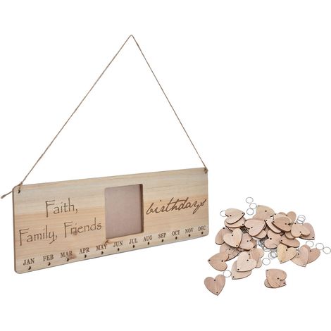 Porte-photos en bois avec gravure laser personnalisée, calendrier anniversaire, pancarte souvenir design, lot de 3 cadres (modèle JM01315) (1/5)