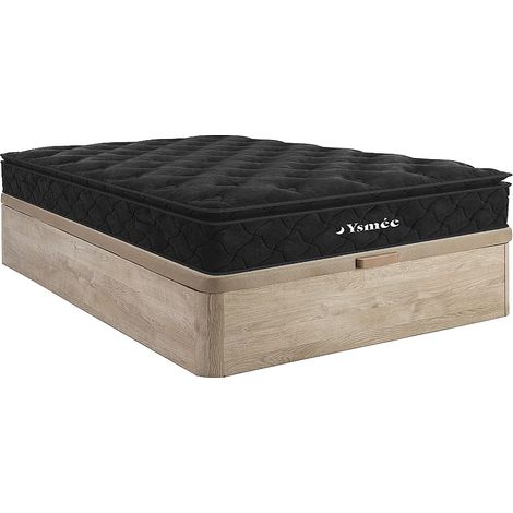 Set 160x200cm Rete vano Naturale chiaro + Materasso molle insac. topper integ. sp.28cm - BLACK DREAM di YSMÉE (1/5)