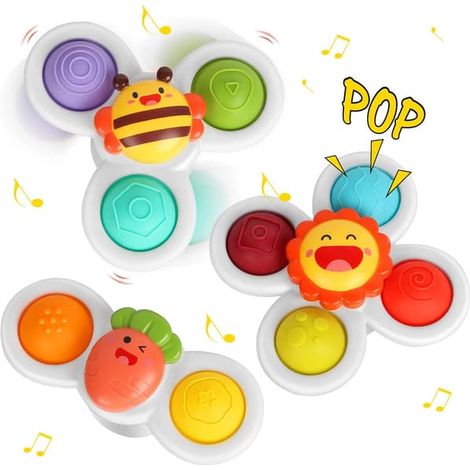 Lot de 3 jouets à ventouse rotatifs, jouets simples à picots pour les doigts. (1/5)