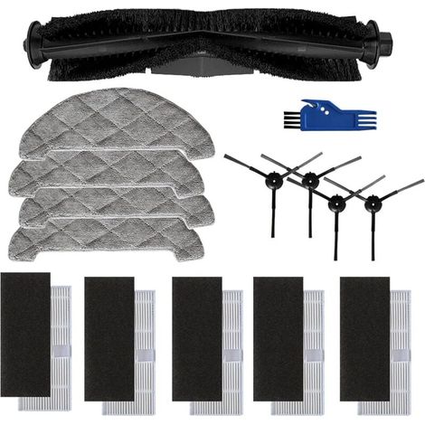 Zubehörset für Ultenic D5s Pro Roboterstaubsauger, 4 Seitenbürsten, 1 Rollbürste, 4 Wischtücher, 5 Filter (1/4)