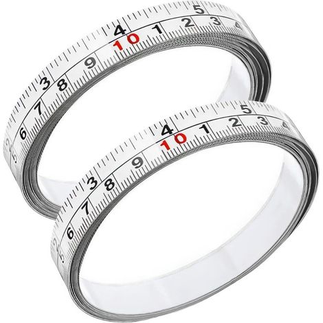 Klebelineal, Stahllineal mit Klebestreifen, Flachlineal, selbstklebendes Maßband, 3 m langes und 13 mm breites umgekehrtes mechanisches Lineal.