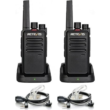 Talkie Walkie Professionnel, PMR446 Radio Bidirectionnelle Longue Portée 3 km, VOX, Robuste Talkie-Walkie avec Oreillette pour Randonnées, Camping, Cadeau(Noir, 2 Pièces) (1/5)