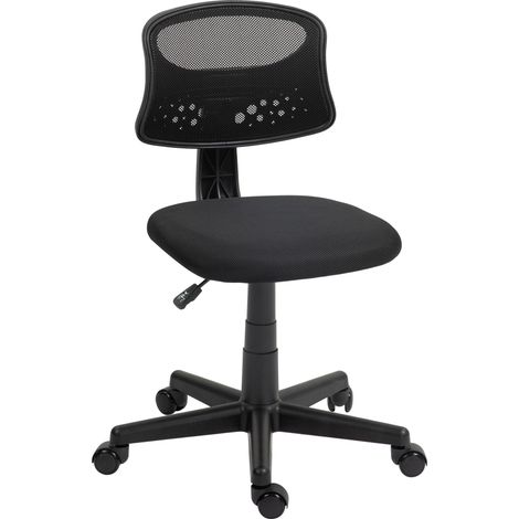 Chaise de bureau sans accoudoirs, pivotante, avec dossier en maille respirante et hauteur réglable, noire (1/5)