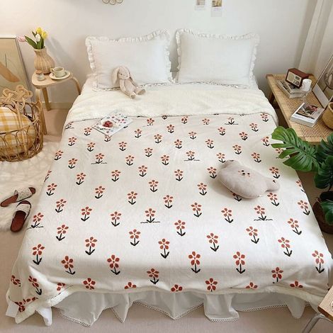 100x150cm Plaid Couverture Double Face Hiver Doux Chaud Enfant Floral (1/5)
