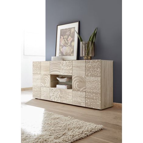 Buffet/bahut moderne 2 portes/2 tiroirs chêne samoa Orlane (1/5)
