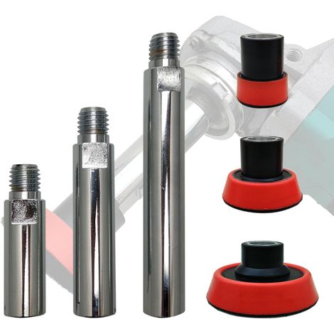 Prolunga per smerigliatrice angolare con filettatura da 5/8"-11, platorello di supporto, biella da 3", 4" e 5,5" con tampone di lucidatura da 1", 2" e 3", prolunga tampone pneumatica per smerigliatric