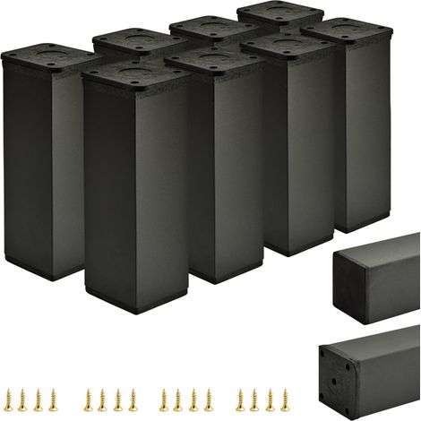 8 patas básicas para muebles Sección transversal: 40 x 40 mm Altura: 120 mm Color: Negro mate + Tornillos incluidos (1/5)