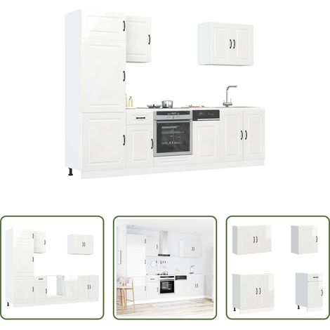 vidaXL Küchenregal - 7-tlg. Küchenschrank-Set Kalmar Hochglanz-Weiß Holzwerkstoff (1/5)